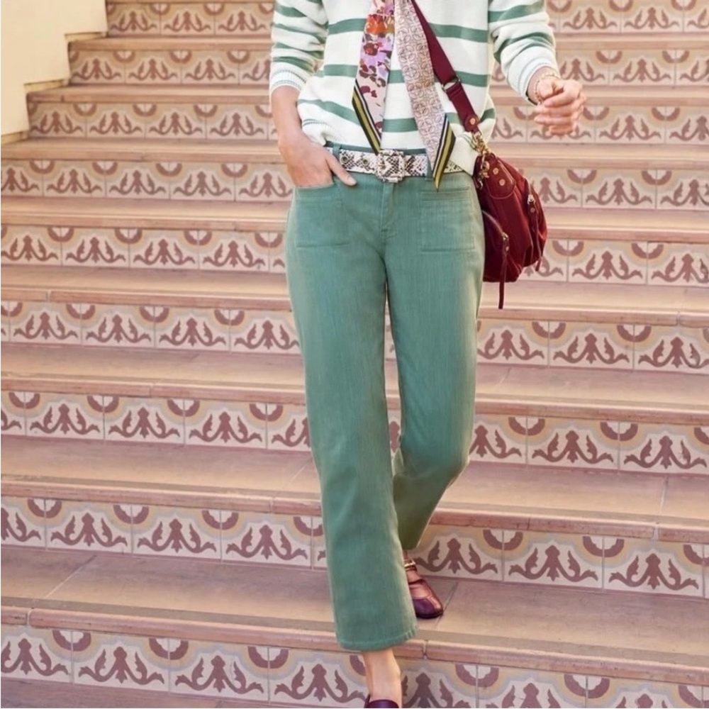 Green Straight-Leg Pants